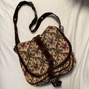 Vintage suede tapestry Floral Patterned Bag